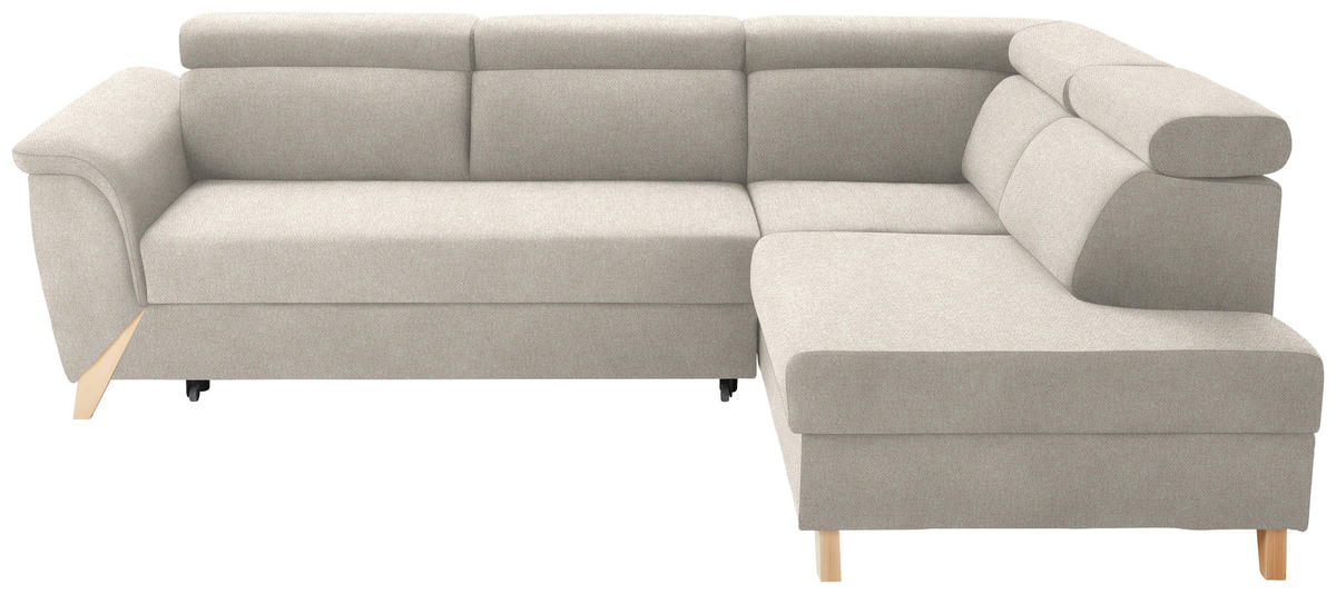ECKSOFA in Bouclé Weiß  265/200 cm  - Naturfarben/Weiß, KONVENTIONELL, Holz/Textil (265/200cm) - Stylife
