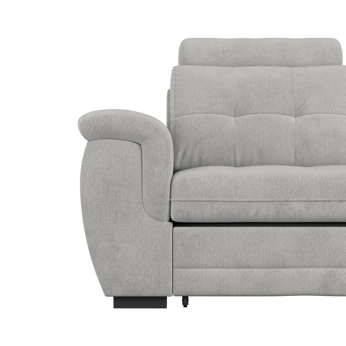 ECKSOFA  Mikrofaser, Struktur Silberfarben  - Silberfarben/Schwarz, Konventionell, Kunststoff/Textil (251/183cm) - MID.YOU