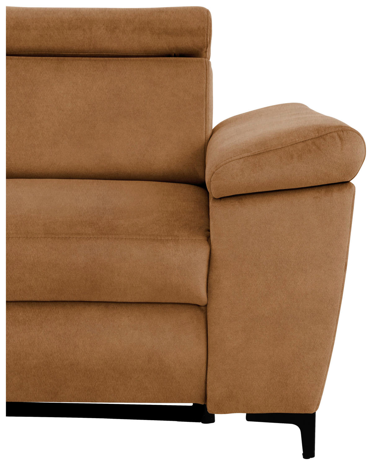 ECKSOFA in Velours Bernsteinfarben  - Bernsteinfarben/Schwarz, Modern, Textil/Metall (176/258cm) - MID.YOU