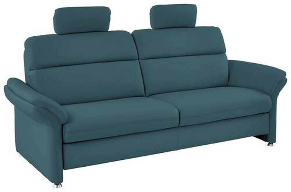 3-SITZER-SOFA in Echtleder Blau  - Blau/Alufarben, KONVENTIONELL, Leder/Metall (228/96/92cm) - Beldomo Premium