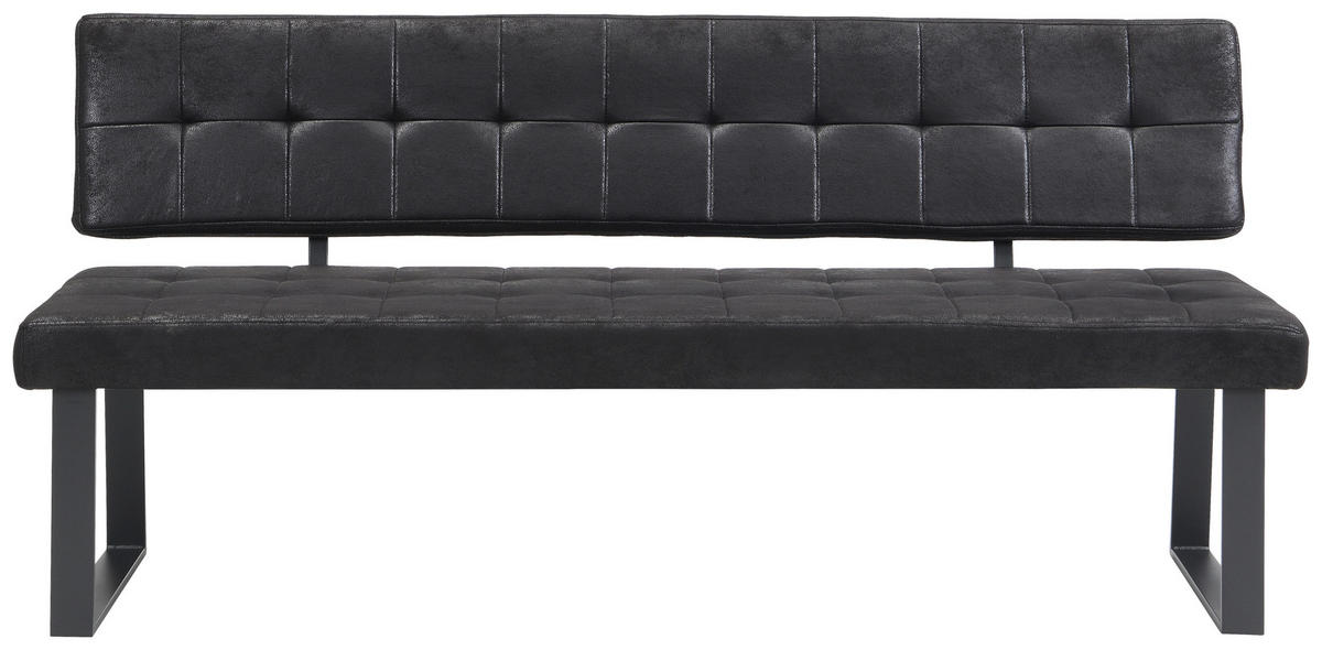 SITZBANK in Metall, Textil Schwarz  - Schwarz, MODERN, Textil/Metall (180/85/56cm) - Livetastic