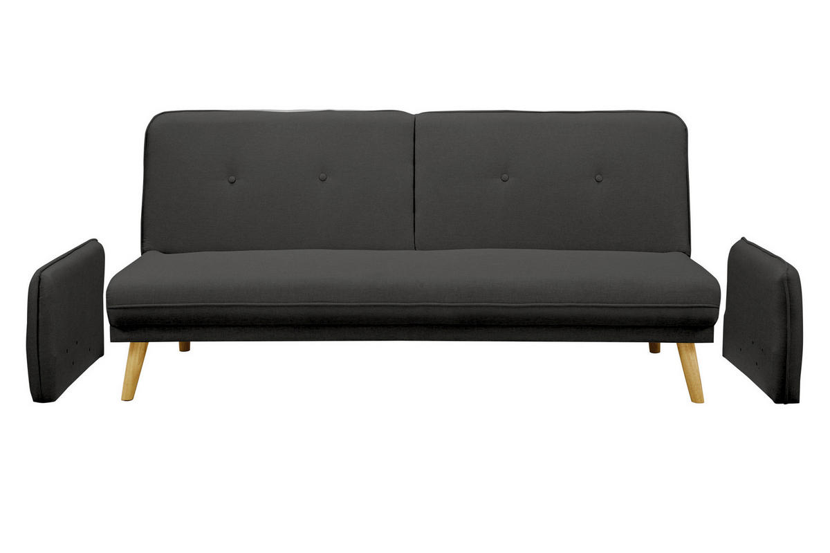 3-SITZER-SOFA in Struktur Dunkelgrau  - Dunkelgrau/Naturfarben, MODERN, Holz/Textil (188/80/85cm) - Livetastic