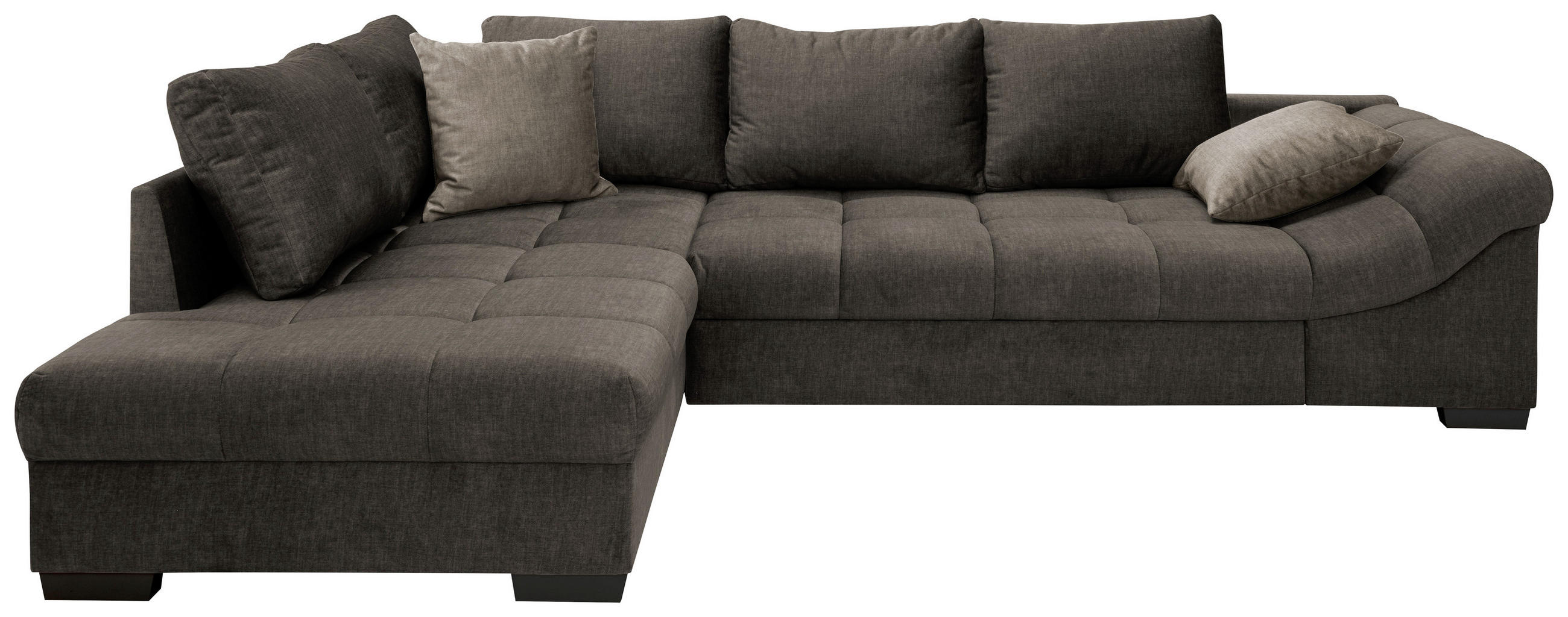 ECKSOFA Dunkelbraun Velours  - Hellbraun/Dunkelbraun, MODERN, Holz/Textil (202/298cm) - MID.YOU