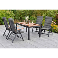 VRTNA GARNITURA ASTROS  aluminij    barve grafita, naravne barve    - barve grafita/naravne barve, Konvencionalno, kovina/umetna masa (90/150-200/75cm) - Gardenson