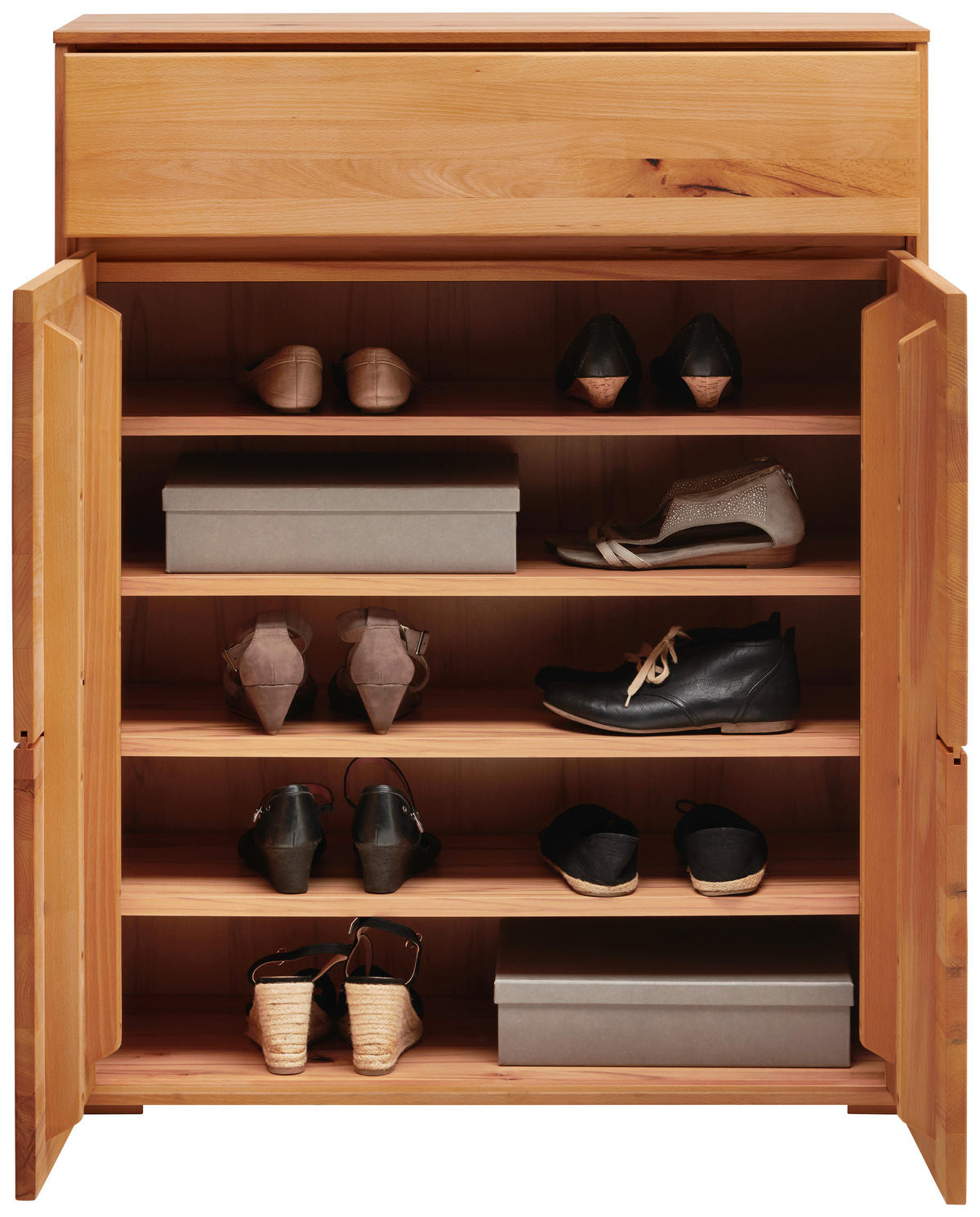 SCHUHSCHRANK Wildkernbuche furniert, massiv Kernbuche  - Kernbuche, Natur, Holz/Holzwerkstoff (85/105/38cm) - Cantus