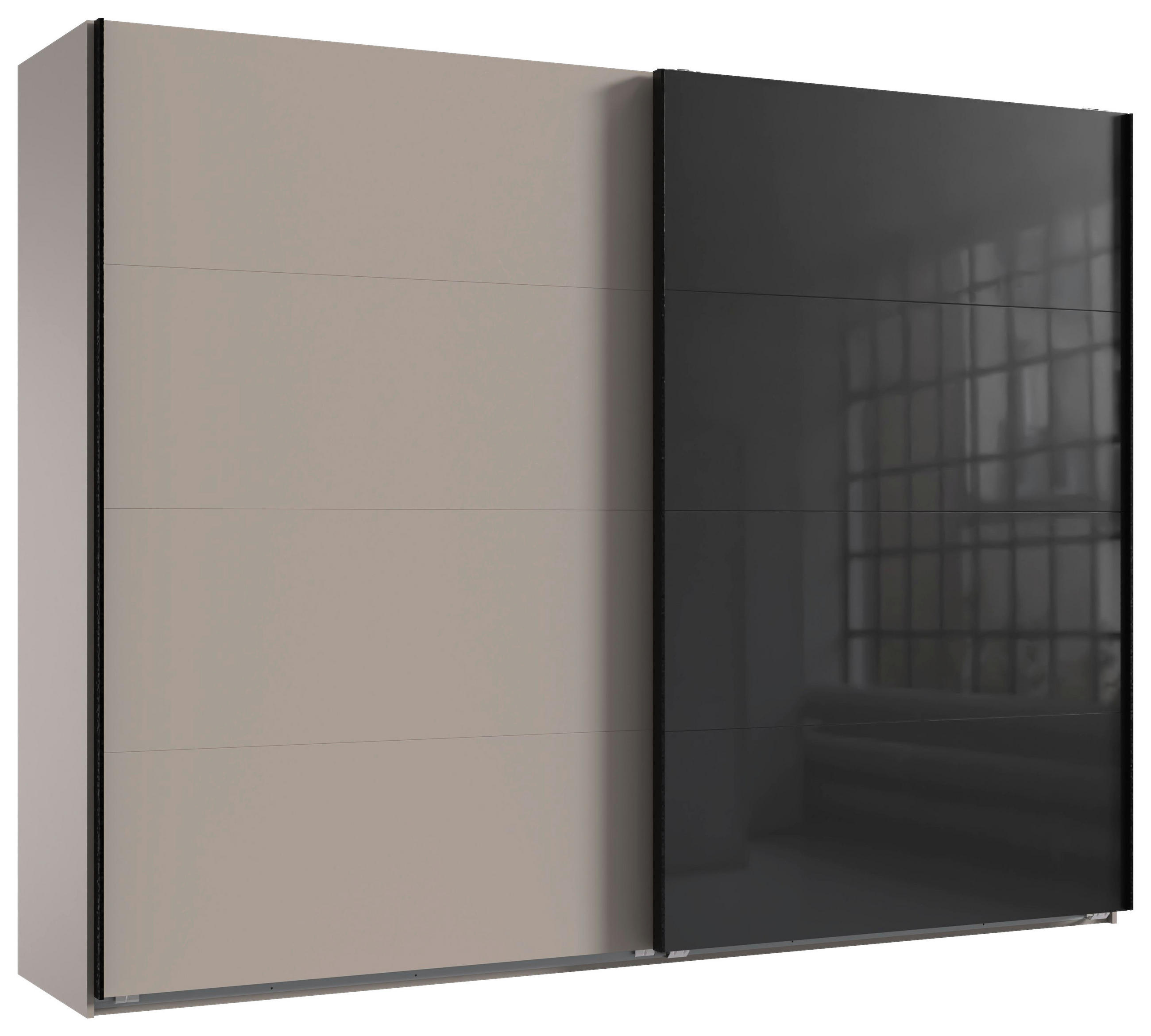 SCHWEBETÜRENSCHRANK 270/208/65 cm 2-türig Graphitfarben, Schwarz, Sahara  - Schwarz/Graphitfarben, Design, Glas/Holzwerkstoff (270/208/65cm) - Carryhome