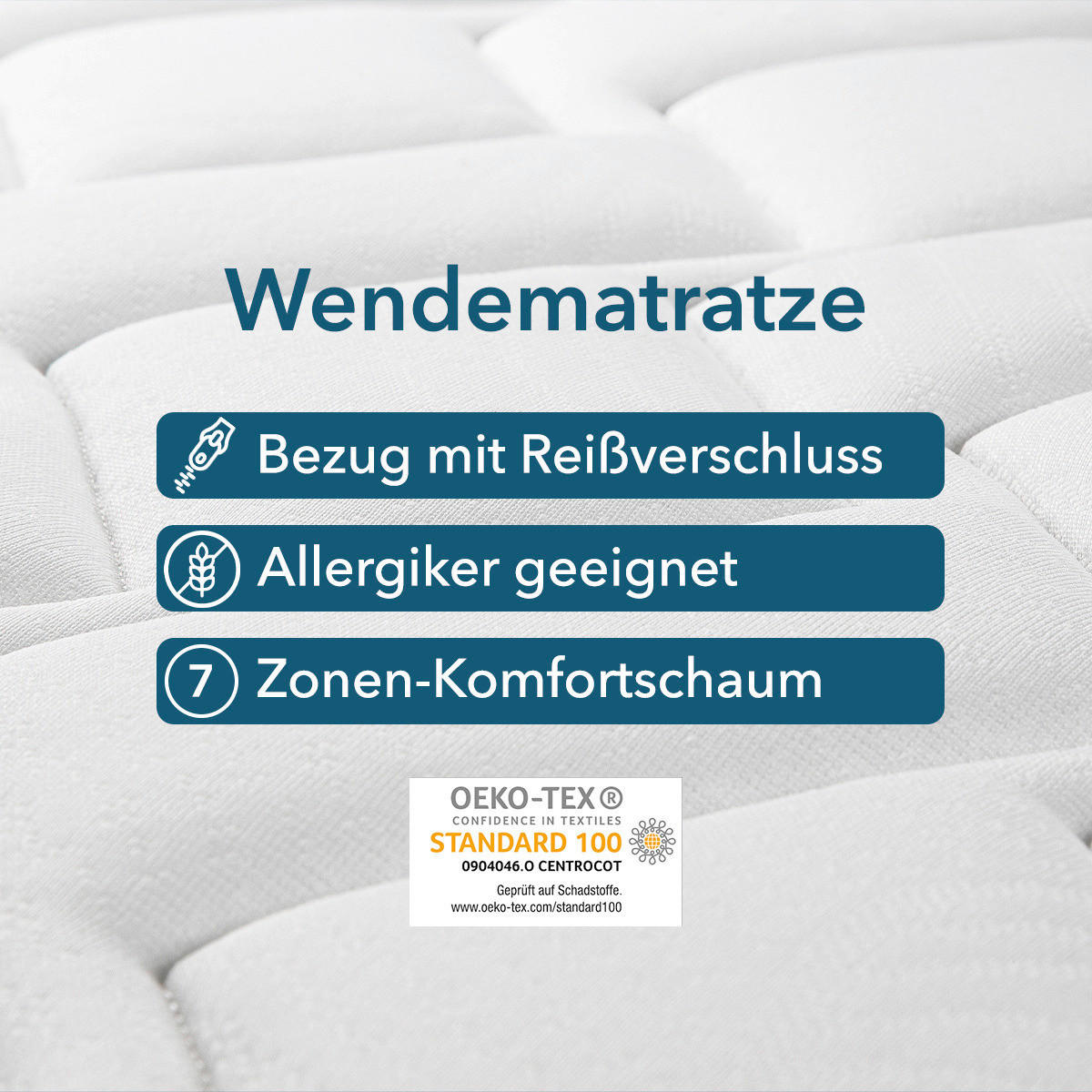KALTSCHAUMMATRATZE 140/200 cm Höhe ca. 23 cm  - Weiß, Basics, Textil (140/200cm) - MID.YOU