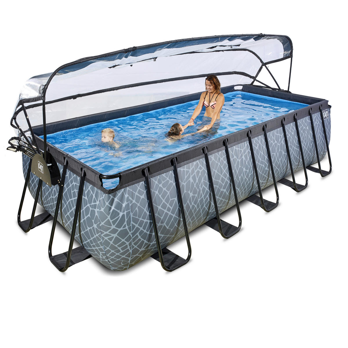 POOL-SET STONE 540/250/122 cm  - Grau, KONVENTIONELL, Metall (540/250/122cm) - EXIT Toys