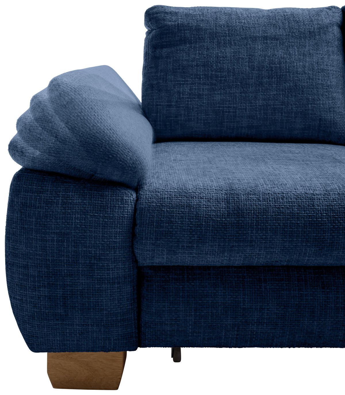 ECKSCHLAFSOFA  mit Liegefunktion, Rücken echt, Armteil links Struktur Blau  - Wildeiche/Blau, MODERN, Holz/Textil (265/206cm) - Livetastic