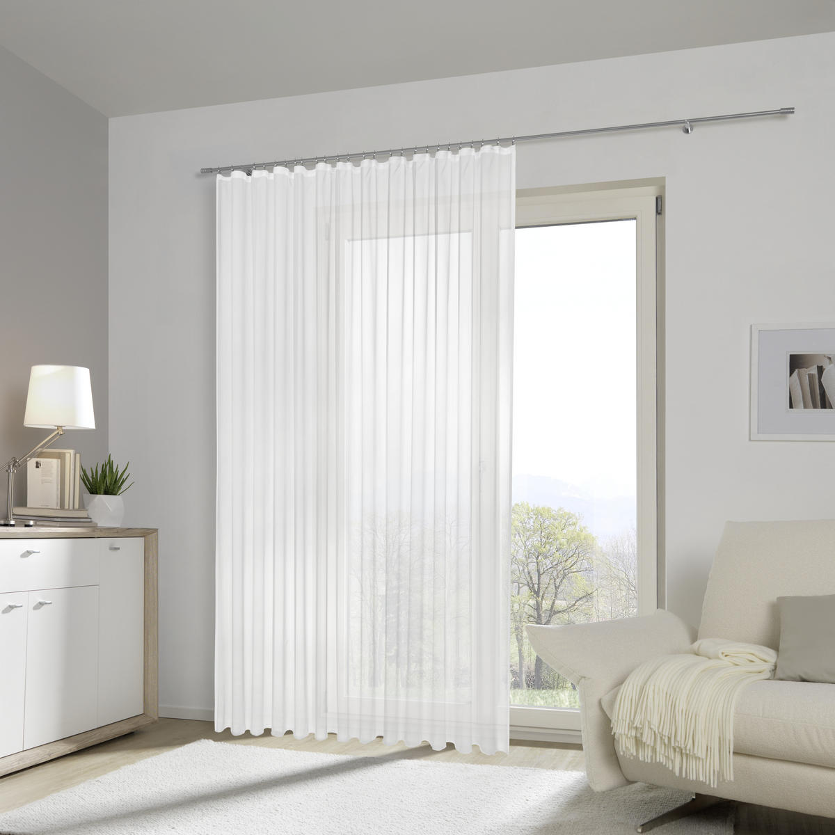 KUSOVÁ ZÁCLONA, 300/245 cm - bílá, Basics, textil (300/245cm) - Esposa
