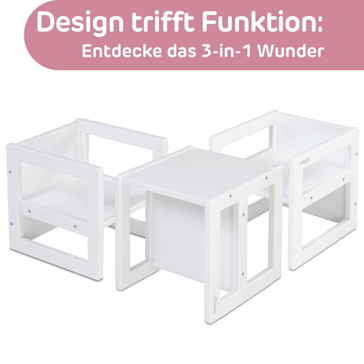 LERNTURM Littlefoot 3-in-1  - Weiß, Basics, Holz (32/32/32cm) - Tobi