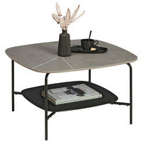COUCHTISCH in Metall, Glas, Stein 75/75/42 cm  - Schwarz/Grau, Design, Glas/Stein (75/75/42cm) - Carryhome