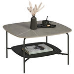 COUCHTISCH in Metall, Glas, Stein 75/75/42 cm  - Schwarz/Grau, Design, Glas/Stein (75/75/42cm) - Carryhome