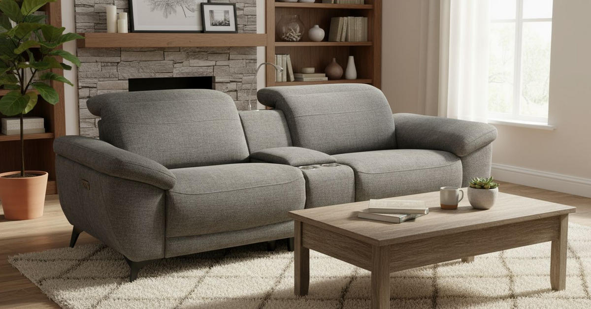 HEIMKINO-SOFA Webstoff Grau  - Chromfarben/Grau, MODERN, Textil/Metall (230/98/103cm) - Livetastic