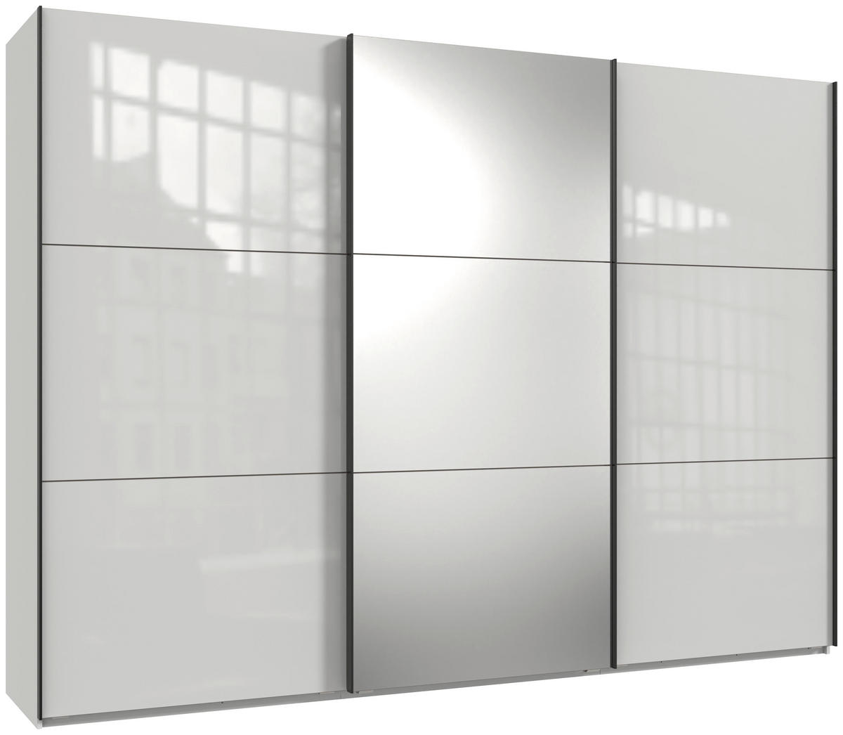 SCHWEBETÜRENSCHRANK  in Weiß  - Schwarz/Weiß, KONVENTIONELL, Glas/Holzwerkstoff (300/216/65cm) - Stylife