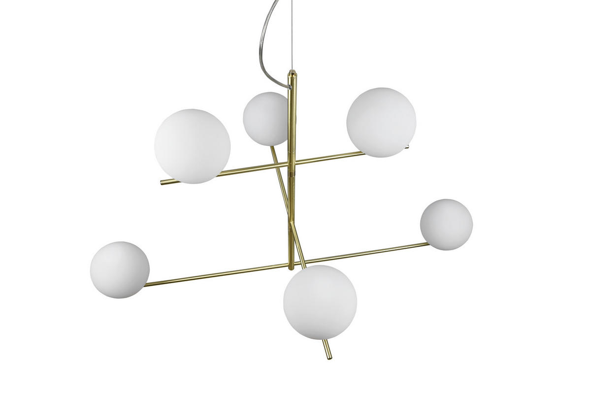 HÄNGELEUCHTE 115/80/150 cm    - Weiss/Messingfarben, Design, Glas/Metall (115/80/150cm) - Trio Leuchten