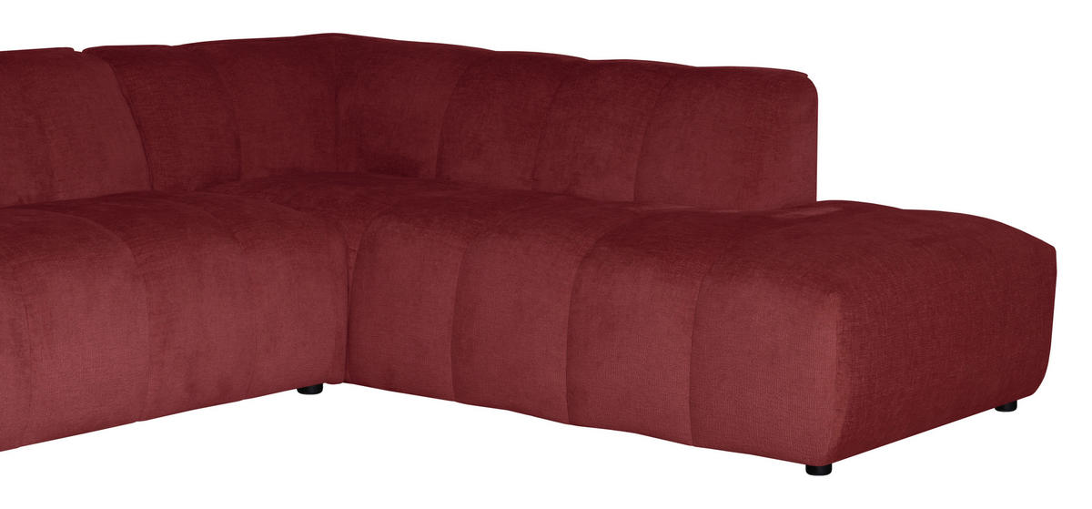ECKSOFA LIVOLI in Chenille Bordeaux  230/218 cm  - Bordeaux/Schwarz, Design, Textil (230/218cm) - MID.YOU
