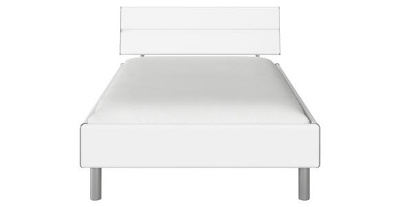 BETT 120/200 cm  in Weiß  - Alufarben/Weiß, Design, Holzwerkstoff/Metall (120/200cm) - Carryhome