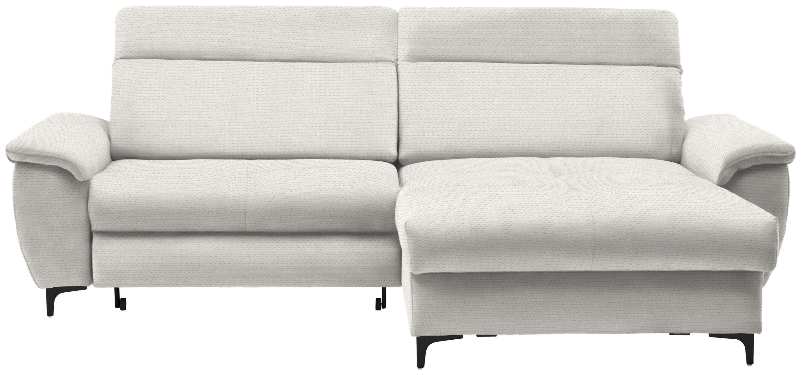 ECKSOFA in Chenille Creme  - Creme/Schwarz, Design, Textil/Metall (185/256cm) - Stylife