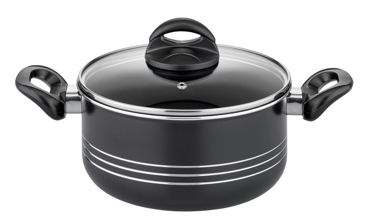 KOCHTOPFSET MILANO NERO 6-teilig  - Schwarz, Basics, Metall - GSW