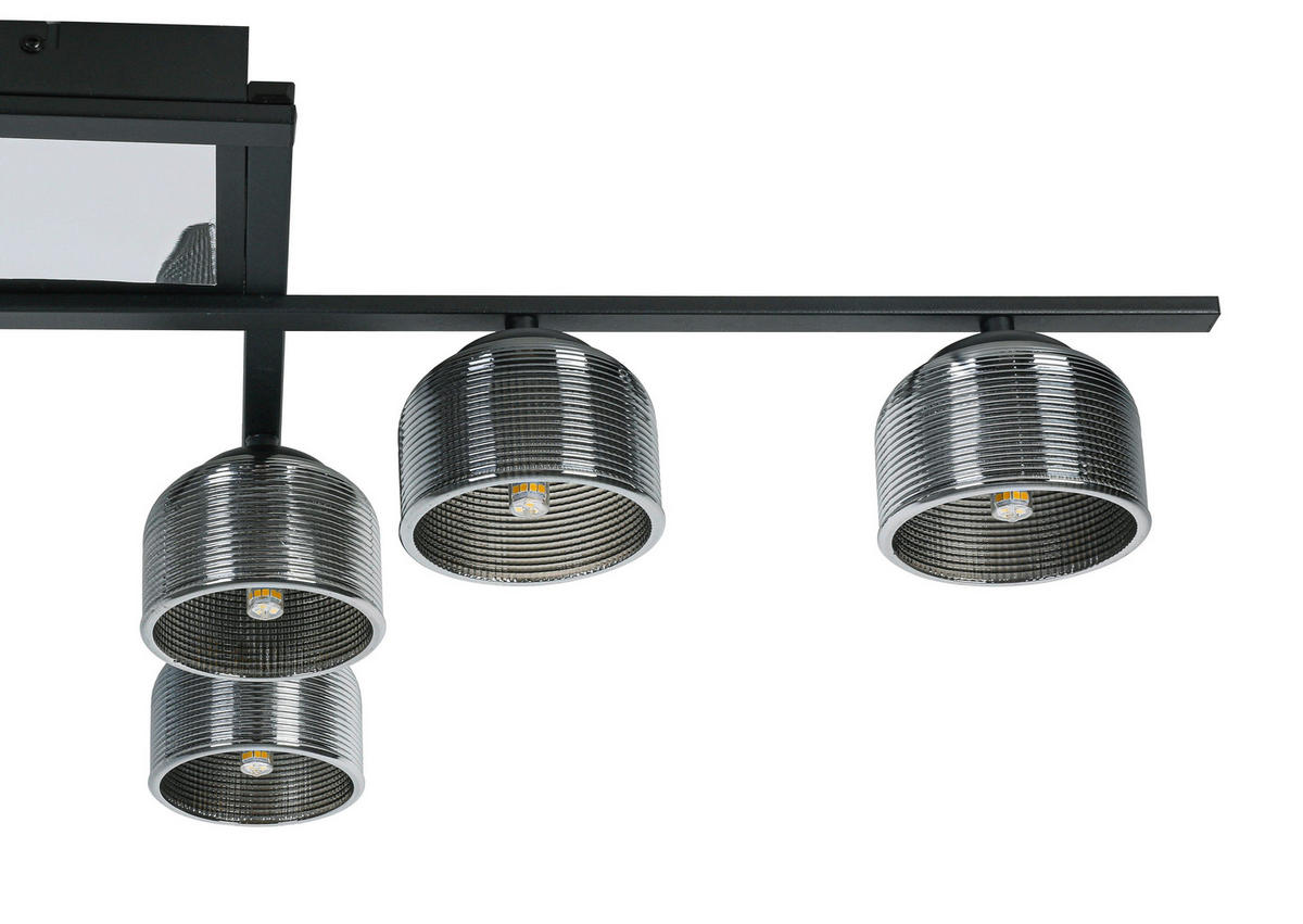 DECKENLEUCHTE    89/89/14 cm  - Chromfarben/Schwarz, Trend, Glas/Kunststoff (89/89/14cm) - Novel