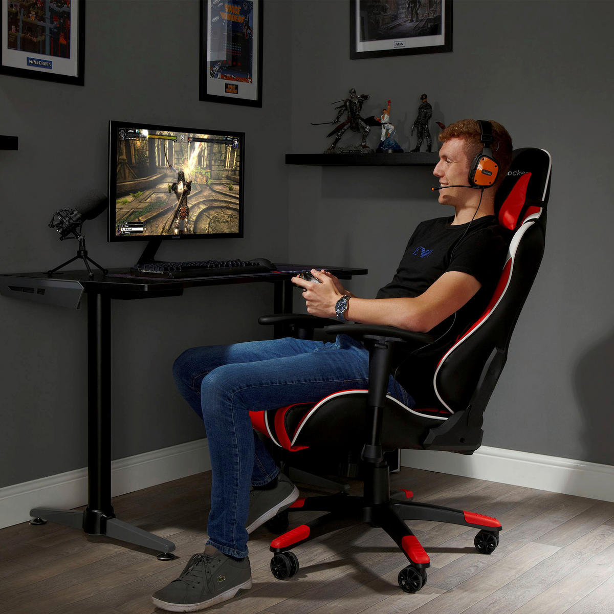 GAMINGSTUHL Rot, Schwarz Metall, Kunststoff, Textil   - Rot/Schwarz, MODERN, Kunststoff/Textil (59,9/122/66cm) - X Rocker
