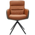 ARMLEHNSTUHL  in Eisen Mikrofaser Echtleder pigmentiert  - Cognac/Anthrazit, Design, Leder/Textil (58/89/67cm) - Novel