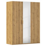 DREHTÜRENSCHRANK  in Eichefarben  - Eichefarben/Silberfarben, Design, Glas/Holzwerkstoff (151/197/60cm) - Novel