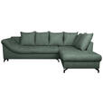 ECKSOFA Dunkelgrün Struktur  - Dunkelgrün/Schwarz, KONVENTIONELL, Textil/Metall (274/194cm) - Carryhome