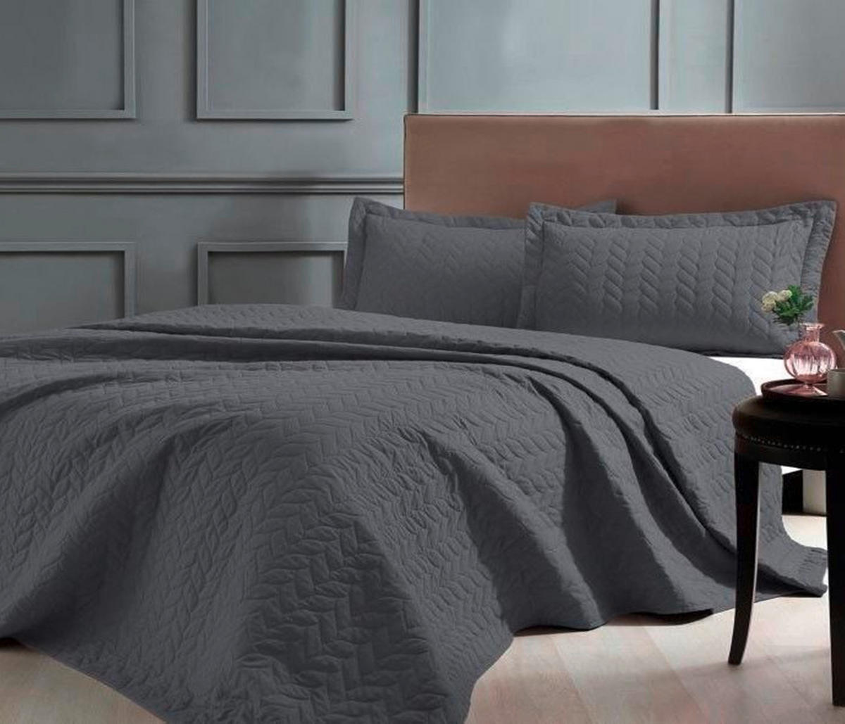 Cuvertură 250/260 cm  - antracit, Design, textil (250/260cm)