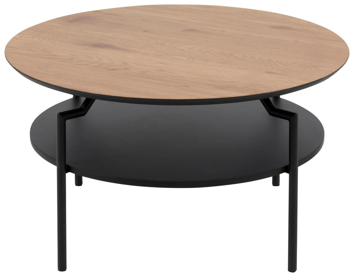 COUCHTISCH in Metall, Holzwerkstoff 80/80/45 cm  - Eichefarben/Schwarz, Trend, Holzwerkstoff/Metall (80/80/45cm) - Livetastic