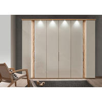 OMARA S KLASIČNIMI VRATI, delno masivno hrast barve skrilavca, barve šampanjca, hrast bianco  - barve šampanjca/barve skrilavca, Design, kovina/steklo (300/216/58cm) - Dieter Knoll