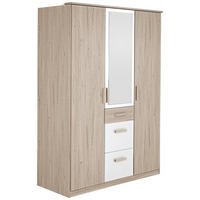 DREHTÜRENSCHRANK in Weiss, Eichefarben  - Weiss/Eichefarben, Design, Glas/Holzwerkstoff (135/199/58cm) - MID.YOU