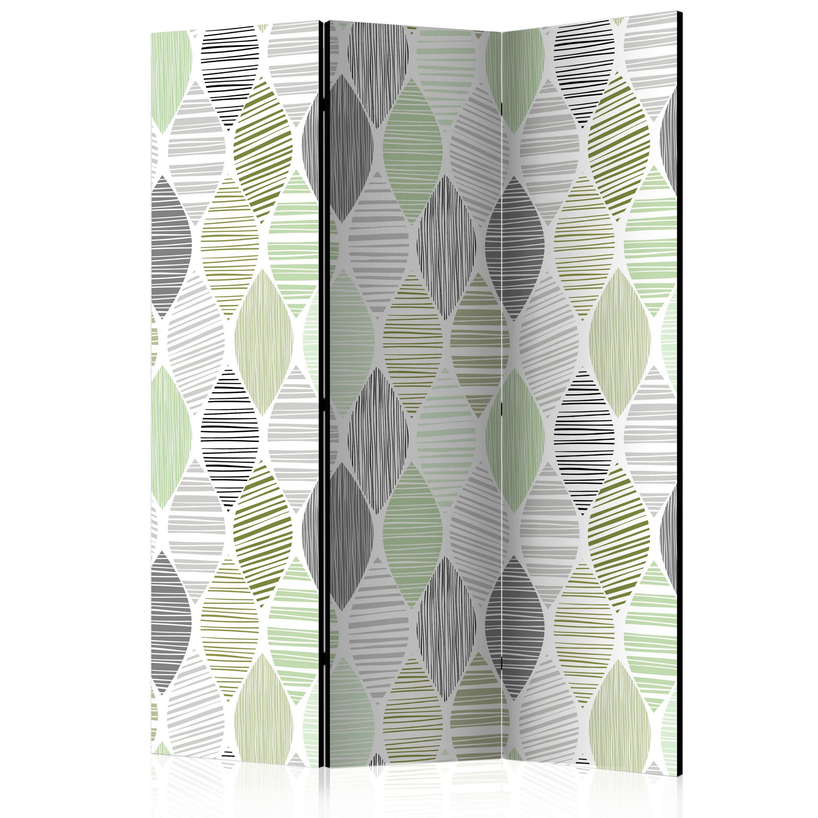 SKÄRMVÄGG  i trä, textil  grön, ljusgrå  - grön/ljusgrå, Basics, trä/textil (135/172/3cm) - artgeist