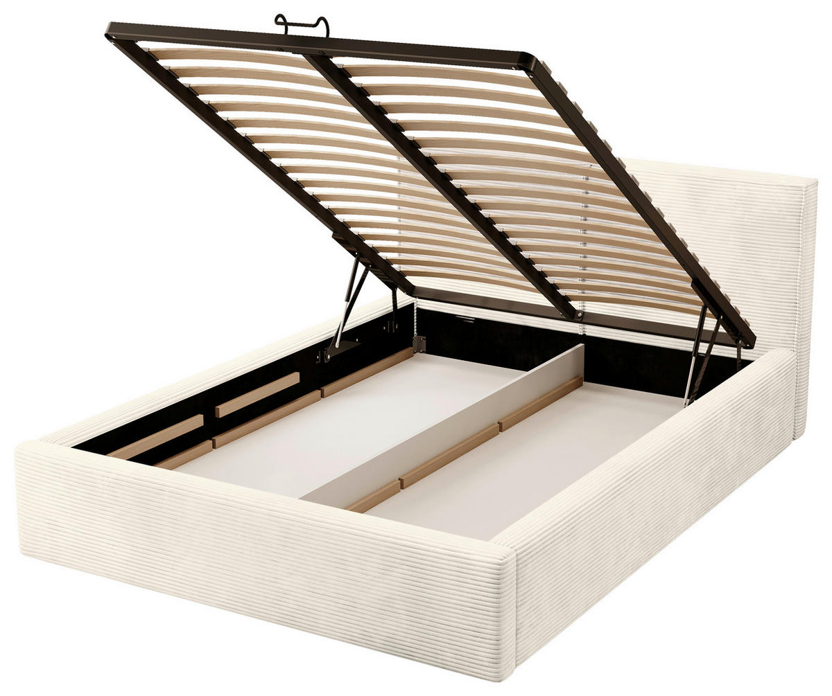 POLSTERBETT Lattenrost, Bettkasten 180/200 cm  in Creme  - Creme/Schwarz, MODERN, Holz/Textil (180/200cm) - MID.YOU
