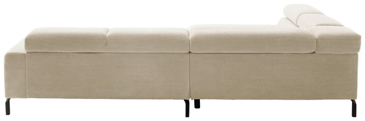 ECKSOFA inkl. Funktion in Cord Naturfarben  - Schwarz/Naturfarben, Modern, Textil/Metall (219/309cm) - Pure Home Lifestyle