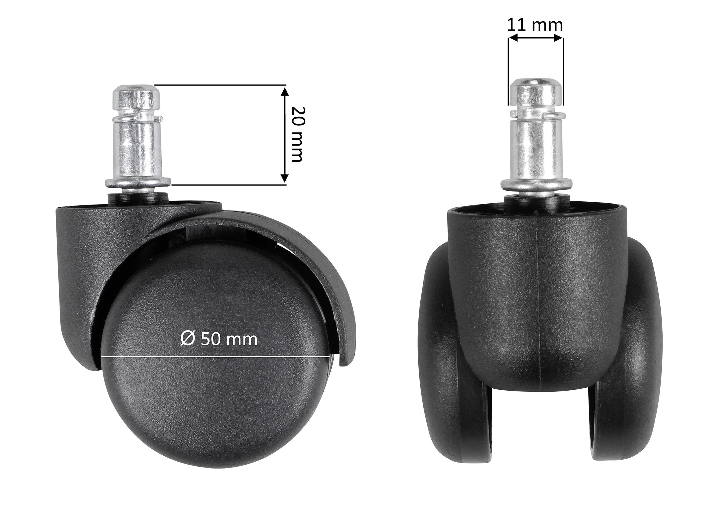 KOLEČKO PRO OTOČNÉ ŽIDLE - černá, Basics, plast (5cm) - MID.YOU