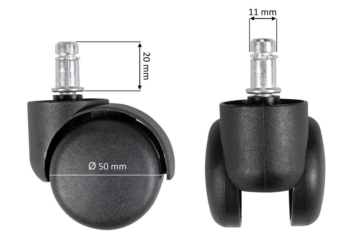DREHSTUHLROLLE  in  - Schwarz, Basics, Kunststoff (5cm) - MID.YOU