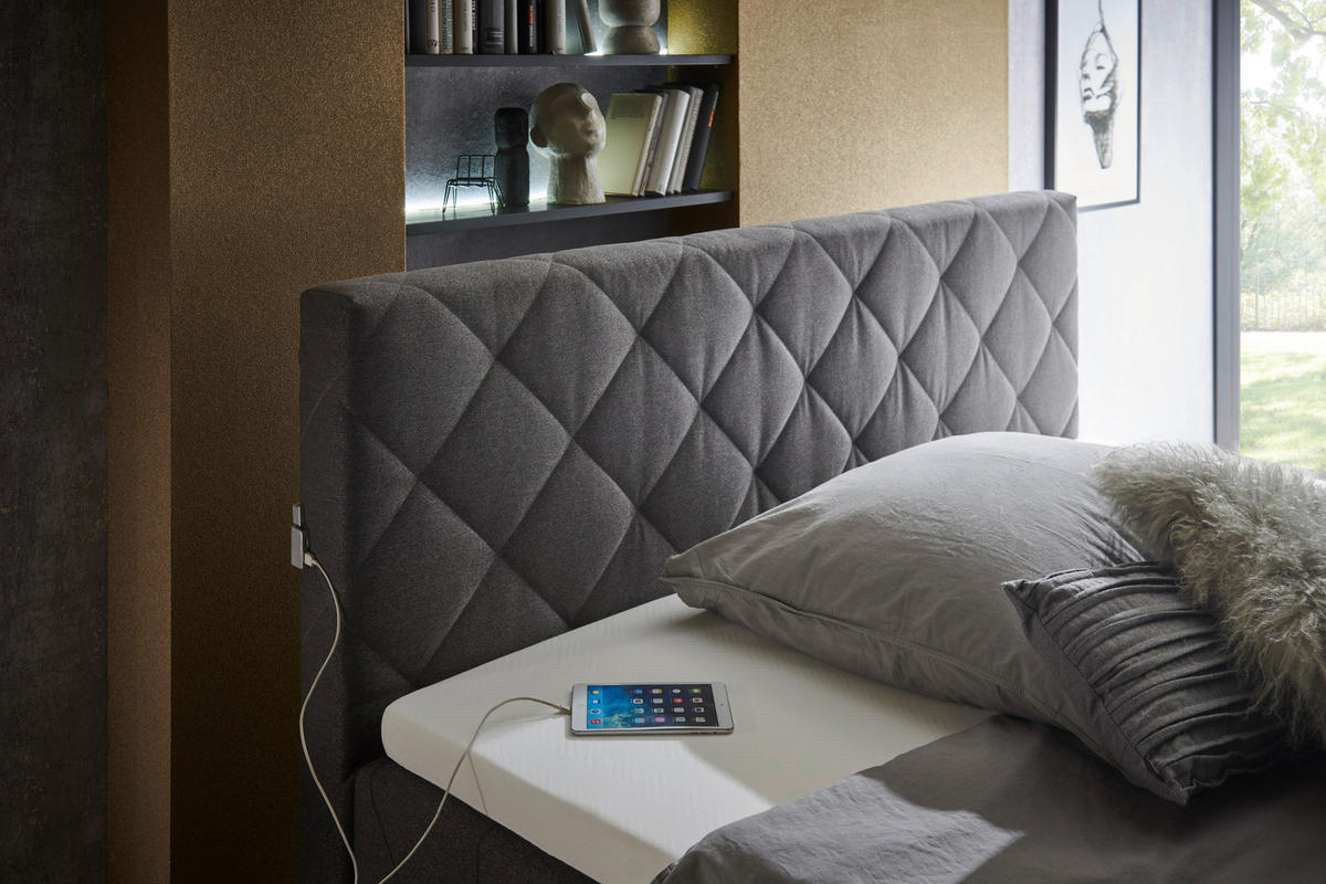 BOXSPRINGBETT 180/200 cm  in Anthrazit  - Anthrazit, Design, Holz/Holzwerkstoff (180/200cm) - Xora