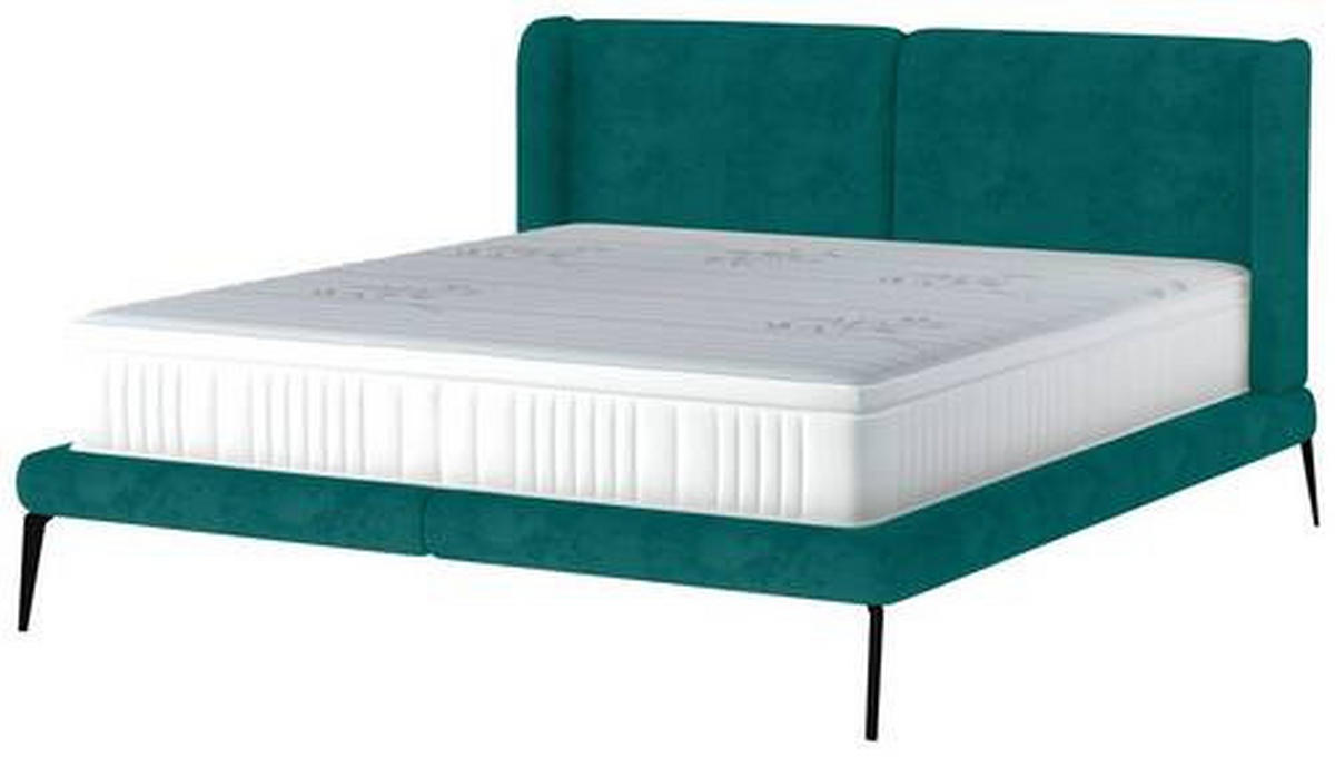KÁRPITOZOTT ÁGY 180/200 cm  olajkék  - olajkék/fekete, Modern, textil/fém (180/200cm) - Livetastic