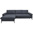 ECKSOFA Graphitfarben Velours  - Schwarz/Graphitfarben, MODERN, Textil/Metall (180/302cm) - Venda