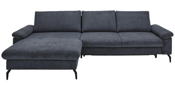 ECKSOFA Graphitfarben Velours  - Schwarz/Graphitfarben, MODERN, Textil/Metall (180/302cm) - Venda