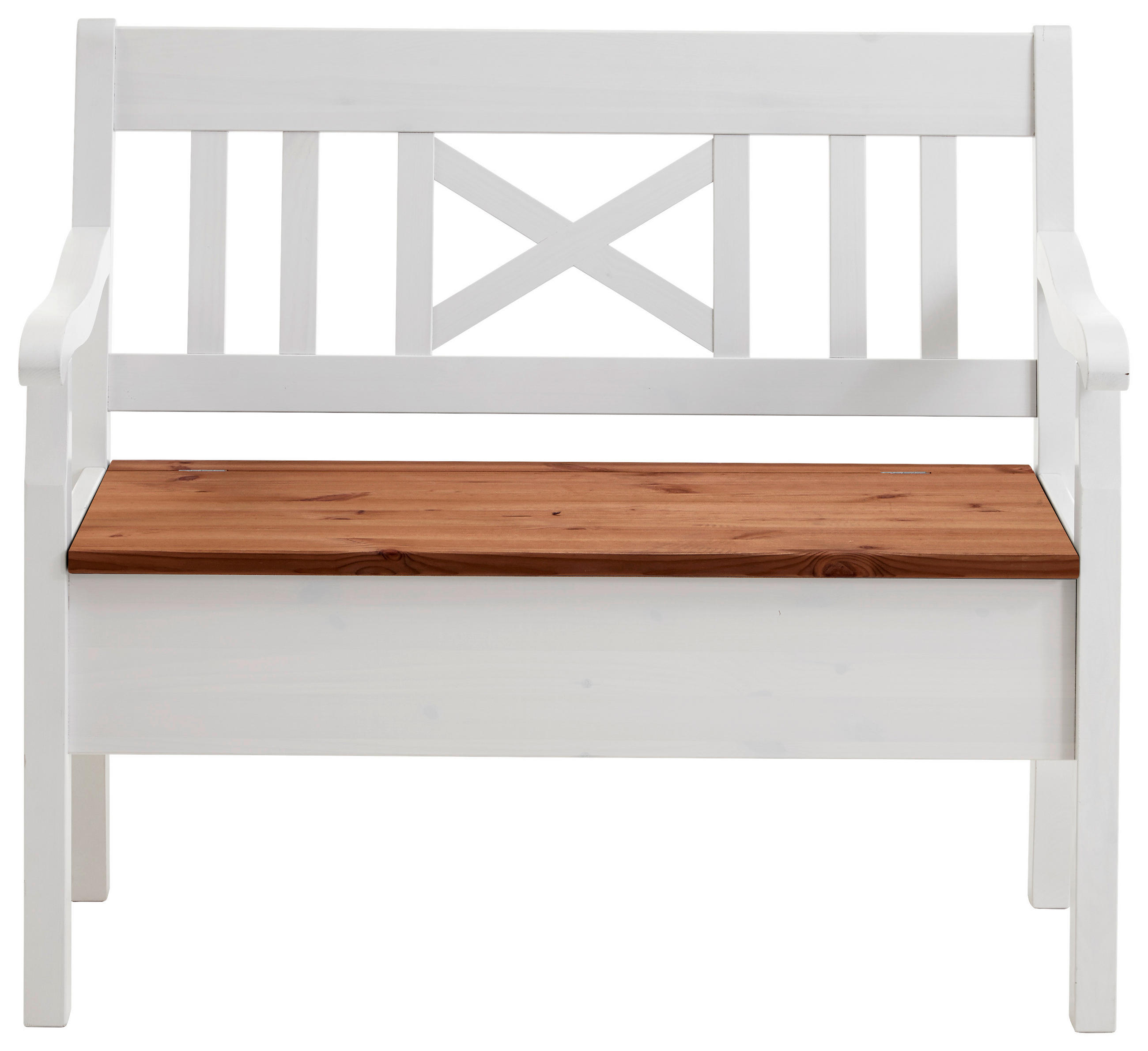 SITZBANK 105/93/58 cm Weiß, Bernsteinfarben Kiefer massiv  - Bernsteinfarben/Weiß, ROMANTIK / LANDHAUS, Holz (105/93/58cm) - Boxxx