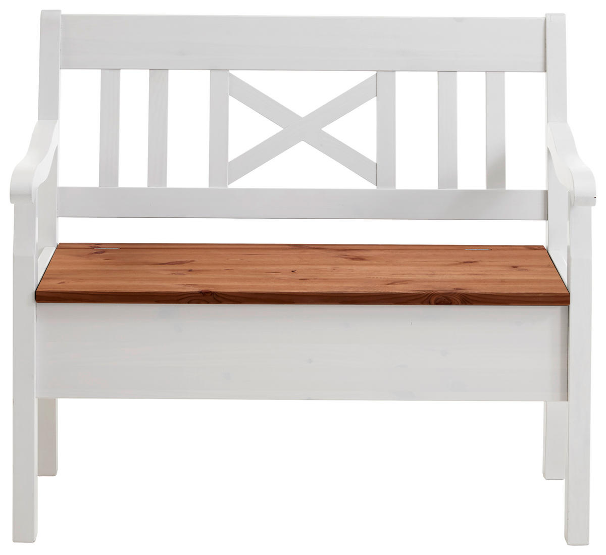 SITZBANK 105/93/58 cm Weiß, Bernsteinfarben Kiefer massiv  - Bernsteinfarben/Weiß, ROMANTIK / LANDHAUS, Holz (105/93/58cm) - Boxxx