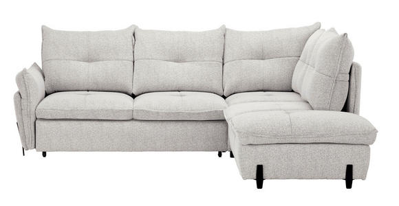 ECKSOFA in Bouclé Creme  - Creme/Schwarz, Design, Textil/Metall (250/220cm) - Xora