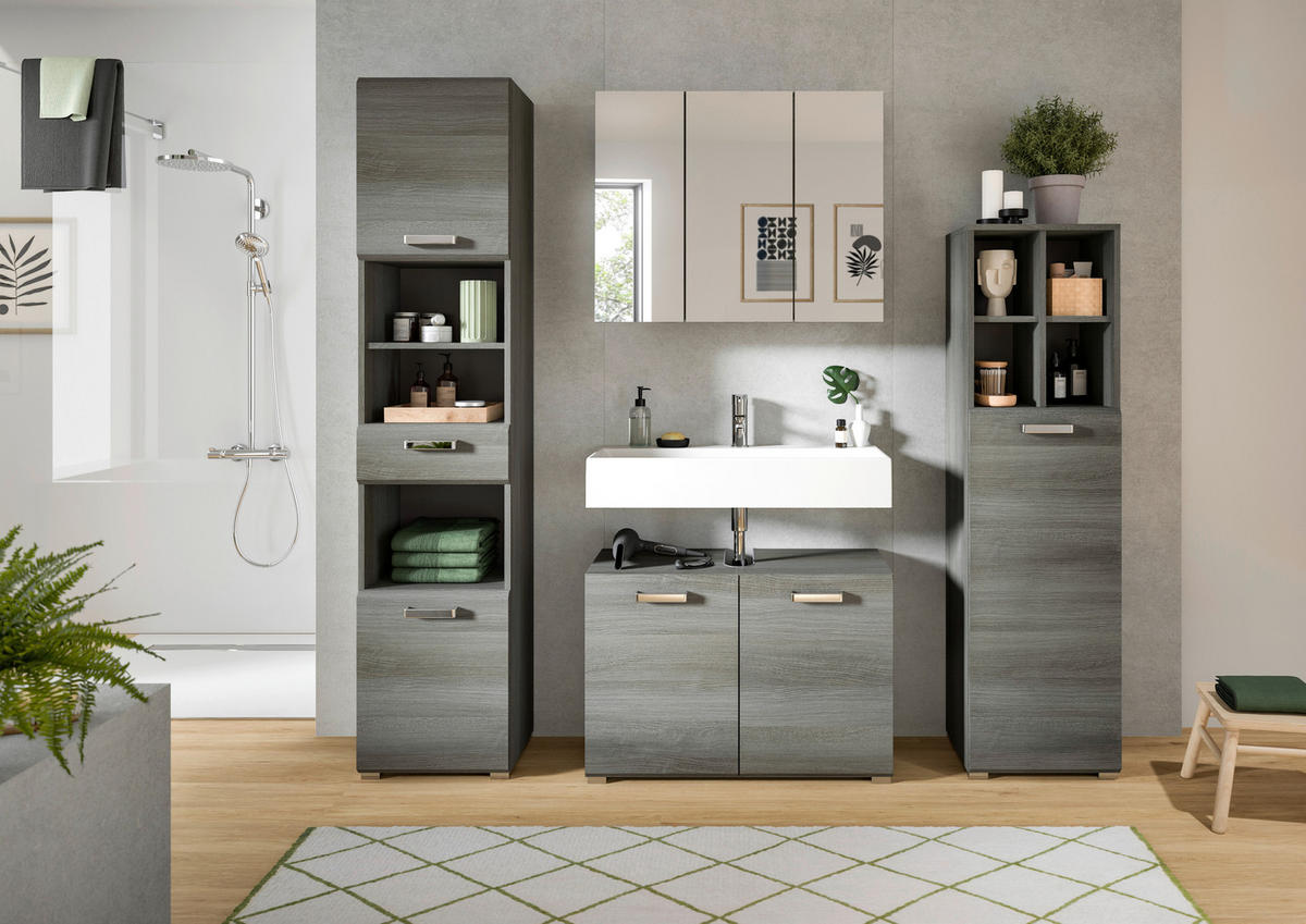 MIDISCHRANK 40/146/33 cm  - Silberfarben/Grau, MODERN, Holzwerkstoff/Kunststoff (40/146/33cm) - MID.YOU