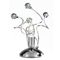 KRISTALL-TISCHLEUCHTE 23/27 cm   - Chromfarben, KONVENTIONELL, Glas/Metall (23/27cm)