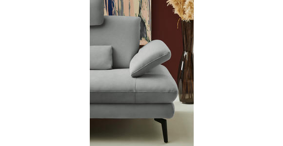 ECKSOFA  in Chenille, Flachgewebe Grau  180/284 cm  - Schwarz/Grau, Design, Textil/Metall (180/284cm) - Dieter Knoll