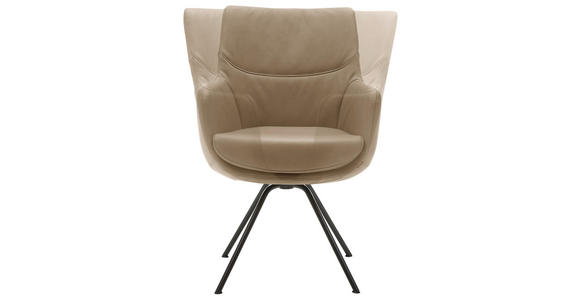 ARMLEHNSTUHL in Echtleder pigmentiert - Taupe/Schwarz, Design, Leder/Metall (60/90/61cm) - Dieter Knoll