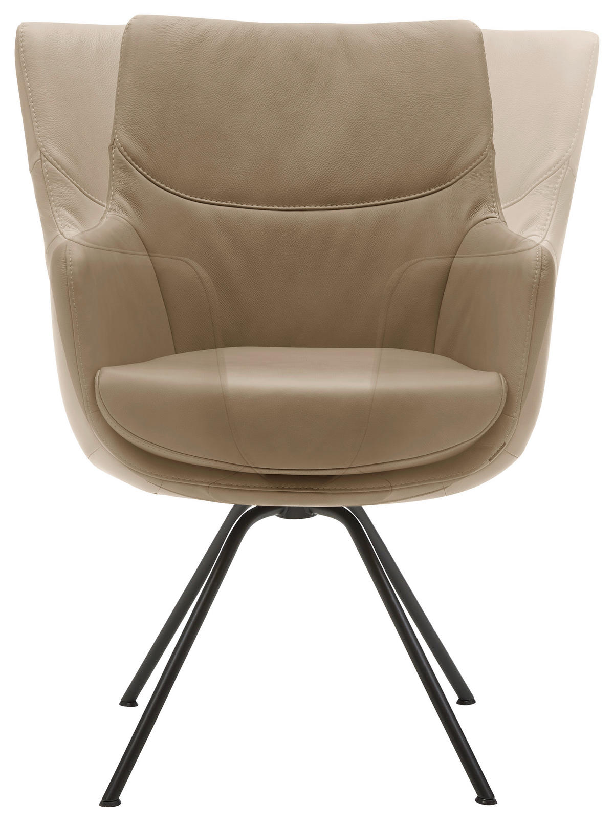 ARMLEHNSTUHL  in Echtleder pigmentiert  - Taupe/Schwarz, Design, Leder/Metall (60/90/61cm) - Dieter Knoll